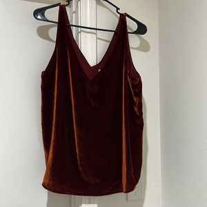 M LOFT Rust Orange Velvet Tank